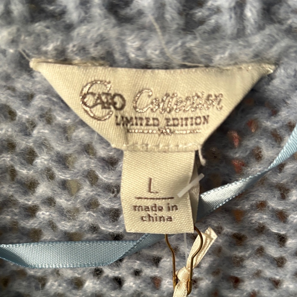 Cato Light Blue Cardigan with Colorful Floral Accents - Picture 2 of 6